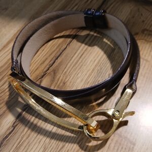 Ellen Tracy Dark Brown Belt with Gold Accents